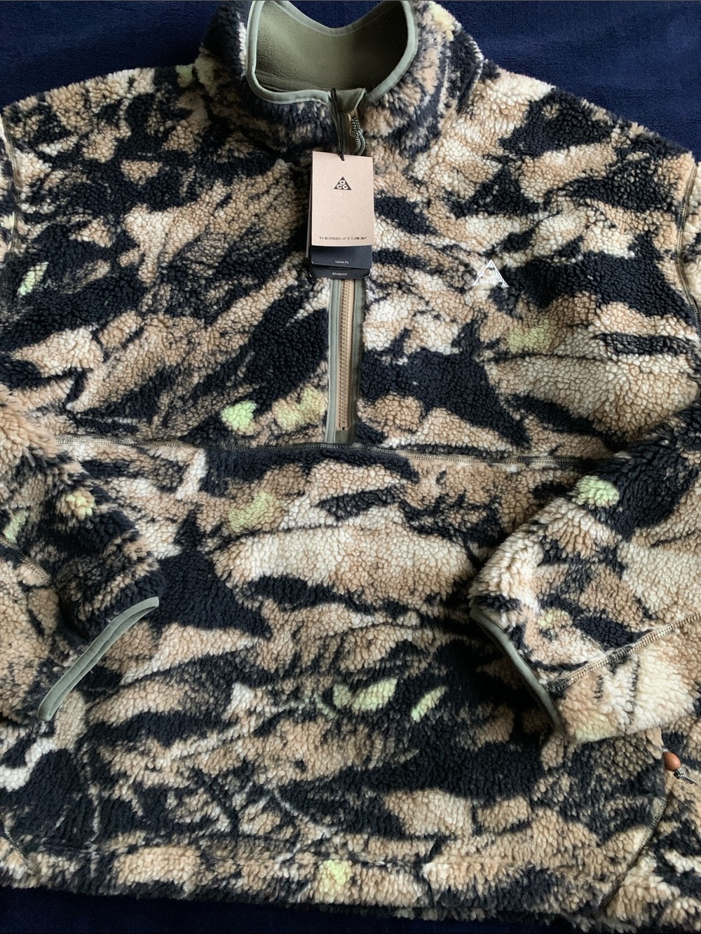 Nike ACG Therma-Fit Canwell Glacier Half-Zip Pullover Jacket - Black & Tan Camo